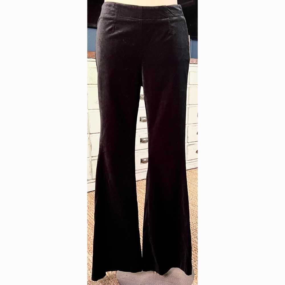 Anthropologie Black Velvet Flare Pants Size 6
